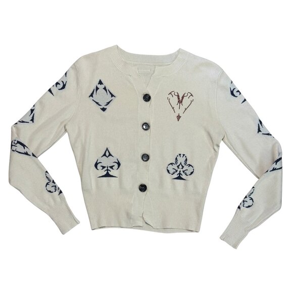 554. RVEAN STUDIO Spade Diamond Heart Club Cardigan Small - Picture 1 of 5